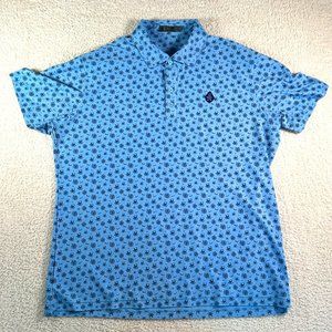 G Fore Mens RGB Tech Jersey Polo Shirt Short Sleeve Blue AOP Golf Size XL Preppy
